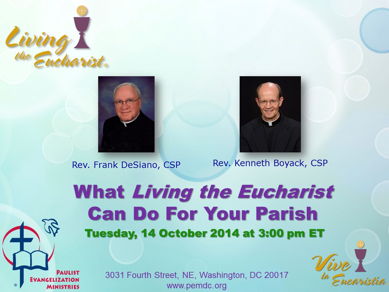 Living the Eucharist Webinars - Paulist Evangelization ...