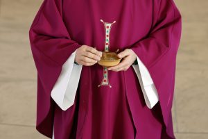 Saint Paul church. Catholic mass. Ash Wednesday celebration : the first day of Lent. Annecy. France.